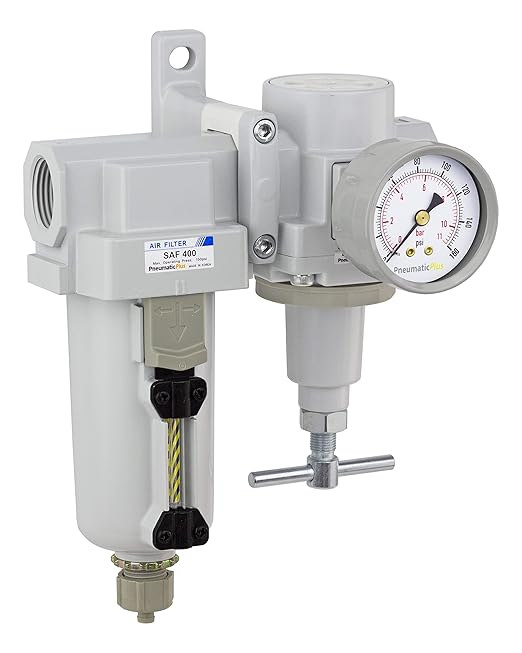 PneumaticPlus SAU420T-N06G-MEP Compressed Air Filter Regulator Combo 3/4" NPT -T-Handle, Manual Drain, Metal Bowl