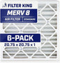 Filter King 20.75x20.75x1 Air Filter | 6-PACK | MERV 8 HVAC Pleated A/C Furnace Filters | MADE IN USA | Actual Size: 20.75 x 20.75 x .75"