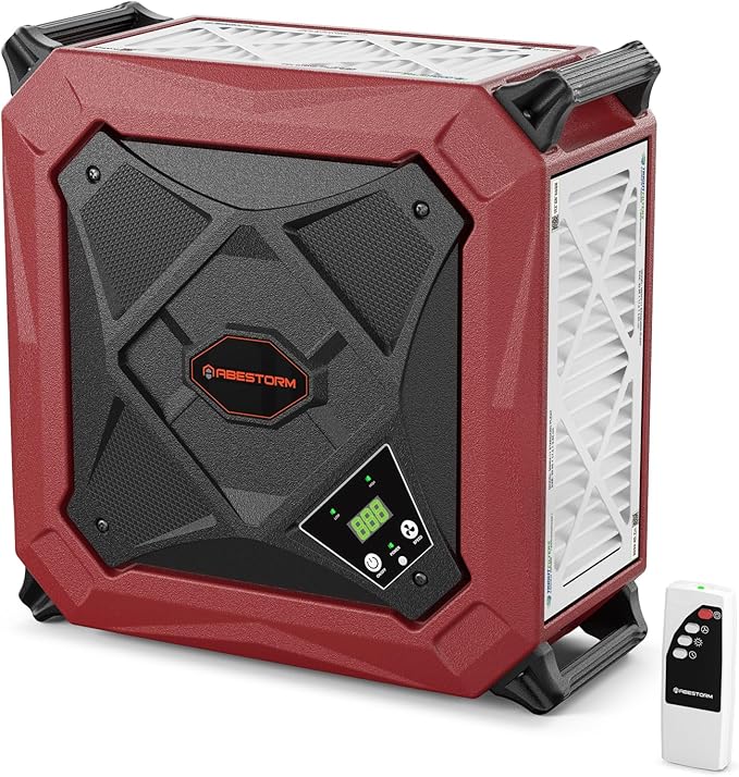 Abestorm 1080 CFM Intake Air Filtration System, 270 Degree Workshop Dust Collector with Remote Control, Ceiling Mounted for Woodworking Shops and Garage, 2-speed Adjustment, DecDust 1080