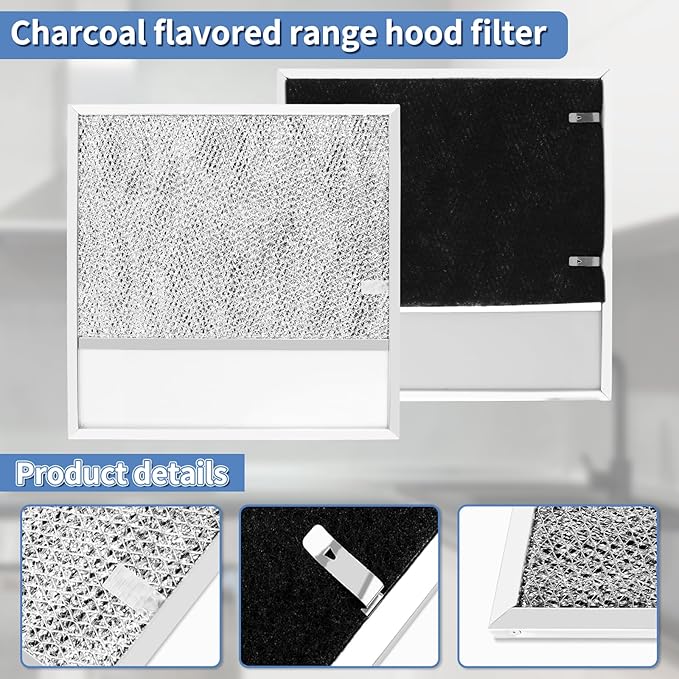BP57 Range Hood Filter with Light Lens pack 2 for Broan-NuTone 43000 Series Stove Hood Vent Air Filter-Kitchen Exhaust Grease Aluminum Filter- 11-3/8 x 11-3/4 In