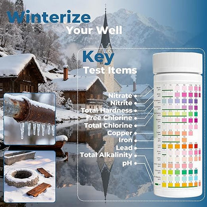 TESPERT Drinking Water Test Strips 125ct 16 in 1 – 30s Quick Screening for Hardness, pH, Iron, Nitrite, Copper, Chlorine, Nitrite, Carbonate,Lead, Alkalinity...Well, Tap, Home, City Water Testing