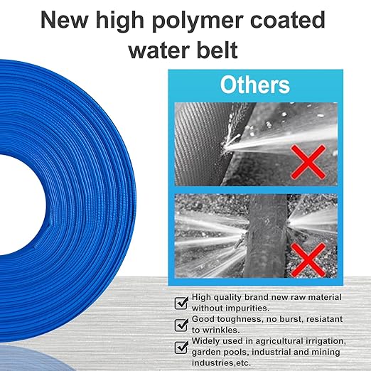 OCGIG 2" x 100 FT Pool Backwash Hose, Heavy-Duty Lay Flat Discharge PVC Hose, Weatherproof Burst Resistant for Water Pool Drain, Swimming Pool Filter Pump, Water Transfer, with 2 Clamps