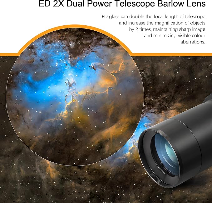 Astromania Telescope Accessory Set 12 Piece, 2 Inch Eyepiece and Filter Accessory Kit, 3pcs Kellner Telescope Eyepieces, 5pcs Colored Filters, Barlow Lens 2X ED, 2 Inch Diagonals & Sturdy Carry Case