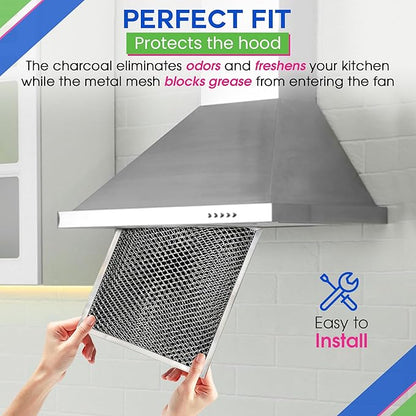 Stove Hood Vent Filter 10.5" x 8.8" 41F 97007696 Fit's Nutone & Broan Range Hood Filter Replacement for Ductless Exhaust Fan - Mesh Screen Filters Grease & Carbon Freshens Kitchen Oven Air (2-Pack)