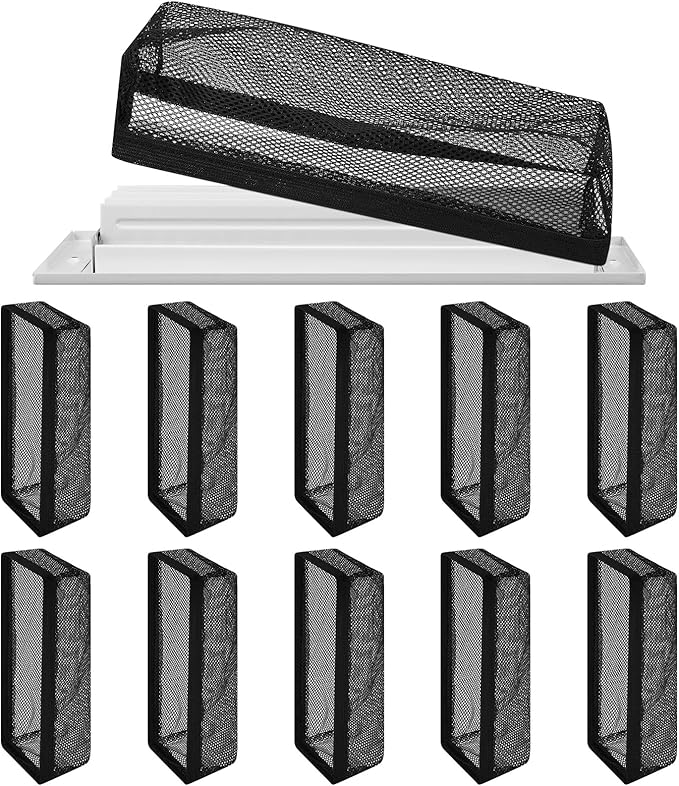 Zonon 12 Pcs 4 x 10 Inch Floor Register Cover Trap Vent Screen for Home Vent Mesh Elastic Band Filter Floor Register Trap Keeps Pet Hair,Food Out(Black)