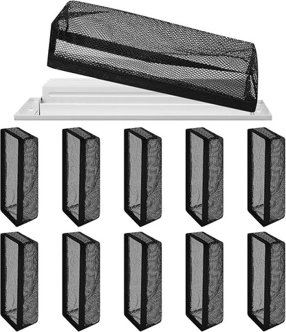 Zonon 12 Pcs 4 x 10 Inch Floor Register Cover Trap Vent Screen for Home Vent Mesh Elastic Band Filter Floor Register Trap Keeps Pet Hair,Food Out(Black)