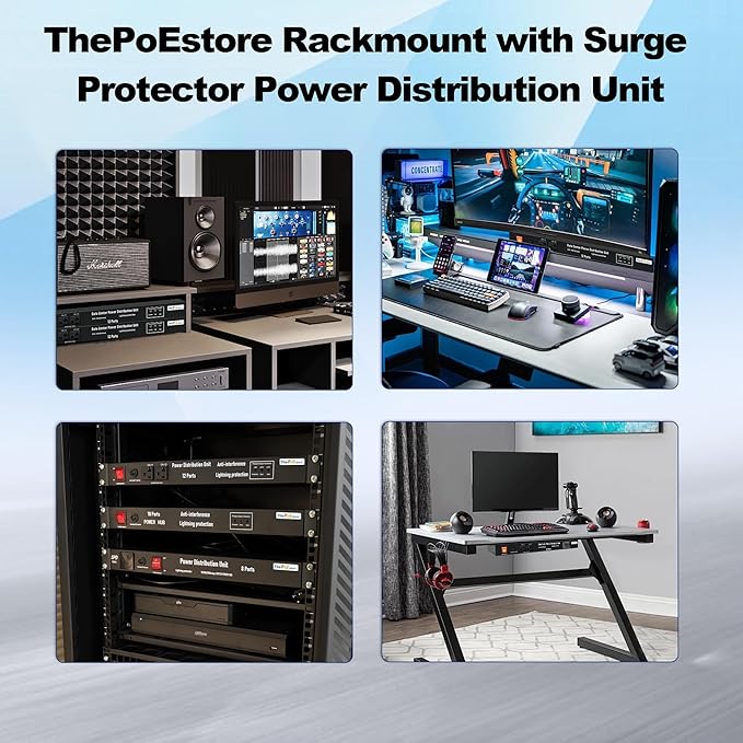 1U PDU Network Servers Surge Protector Power Distribution Unit 12-Outlet, 120V 20A, 3600 Joules 10KA,19″ Rack Mount Power Strip,Heavy-Duty 12AWG 16 ft Cord,w/AC Filter