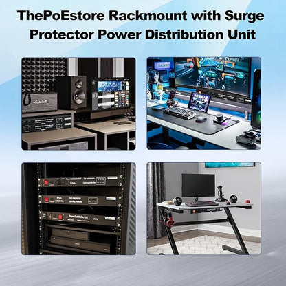 1U PDU Network Servers Surge Protector Power Distribution Unit 12-Outlet, 120V 20A, 3600 Joules 10KA,19″ Rack Mount Power Strip,Heavy-Duty 12AWG 16 ft Cord,w/AC Filter