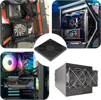 4Pcs 120mm Cooling Fan Filter, Plastic Dustproof Mesh Cover for PC Computer Case, Effective Dust Protection, Easy Installation, Reusable Filter Grill Black
