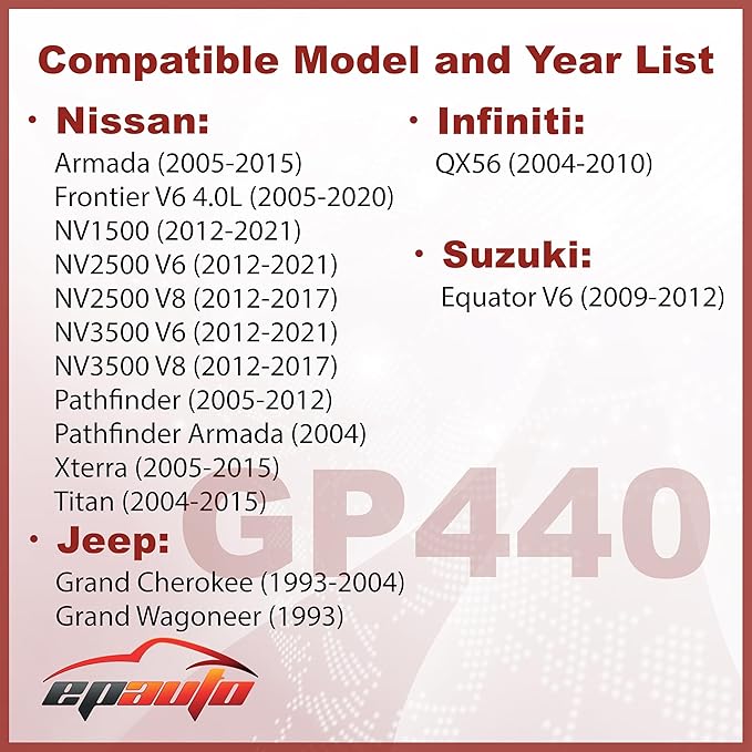 EPAuto GP440 (CA7440) Engine Air Filter Replacement for Infiniti QX56, Compatible with Nissan Armada, Frontier, NV1500, NV2500, NV3500, Pathfinder, Xterra, Titan - Fits Select Models 2004-2021