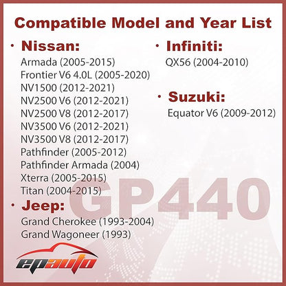EPAuto GP440 (CA7440) Engine Air Filter Replacement for Infiniti QX56, Compatible with Nissan Armada, Frontier, NV1500, NV2500, NV3500, Pathfinder, Xterra, Titan - Fits Select Models 2004-2021
