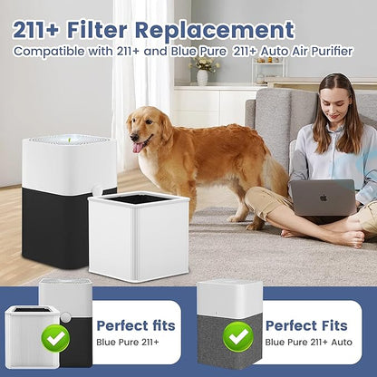 211+ Filter Replacement Compatible with Blue Pure 211+ and 211+ Auto Air Purifier, 2-Stage Filtration System of H13 True Filter & Activated Carbon Filter, 1 Pack