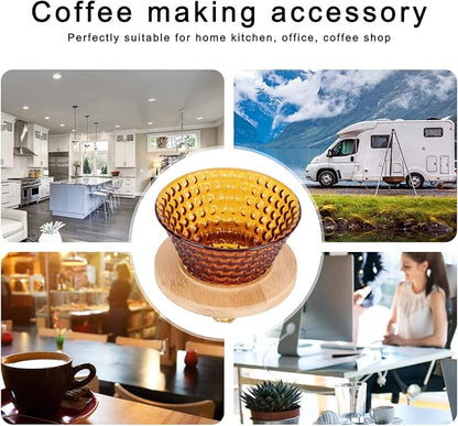 Glass Coffee Dripper, Pour Over Coffee Maker - Reusable Funnel Kettle Brewer Accessory (Brown)