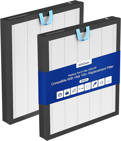 Vital 100S Replacement Filter for LEVOIT Vital 100S and 100S-P Air Purifier, 3-in-1 Efficiency Activated Carbon 100s Filter, Vital 100S-RF, LRF-V102-WUS,2pack white