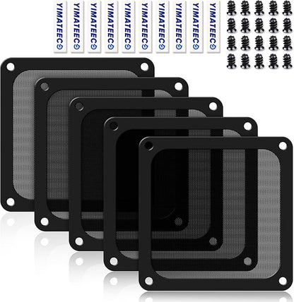 Dust Filter PC 140mm for Computer Cooler Fan/PSU/Routers Computer Fan Filter Grills PVC 50 Mesh, Magnetic Frame PC Cooler Filter Dustproof Mesh (PVC, 140 * 140mm, 5pcs, Black)