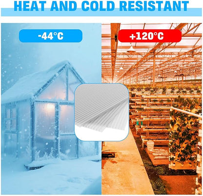 6 Pack Polycarbonate Greenhouse Panels, 4' x 2' x 0.16" Twin-Wall Polycarbonate Sheets for All Weather Greenhouse Covering, Excellent Light Transmission & Weather Resistance for Optimal Plant Growth