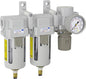 PneumaticPlus SAU430-N04DG Three Stage Air Drying System Particulate Air Filter, Coalescing Filter, Air Pressure Regulator Combo 1/2" NPT - Poly Bowl, Auto Drain, Bracket, Gauge