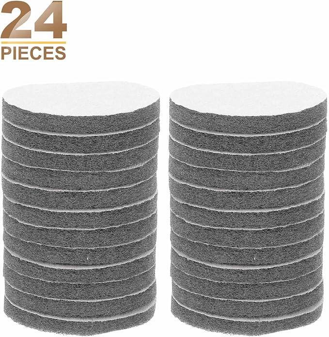 HARFINGTON 24pcs Scrubber Scouring Pads 800 Grits 4 Inch Drill Power Brush Hoop and Loop Surface Conditioning Disc Drill Scuffing Disc Scrub Pads for Home Kitchen Cleaning, Gray