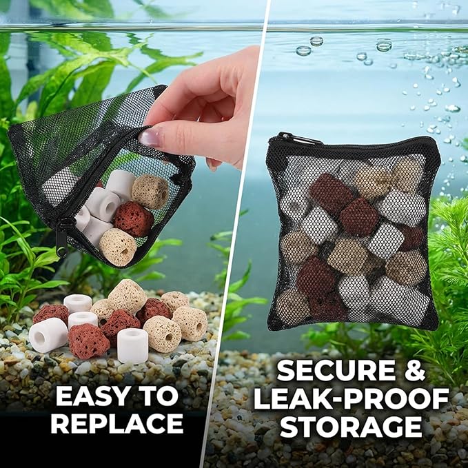 20Pcs Media Bags for Aquarium Fine Mesh Bag Aquarium Filter Media Bags with Plastic Zipper Suitable for Activated Carbon, Filter Stones, Ceramic Rings (4 x 4 inches)