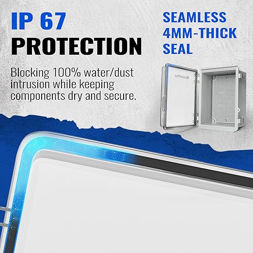 Outdoor Electrical Junction Box | IP67 Waterproof | Resistant ABS Material with Clear UV Coating Cover | Weatherproof Box for Outdoor, Garden, Deck, Patio