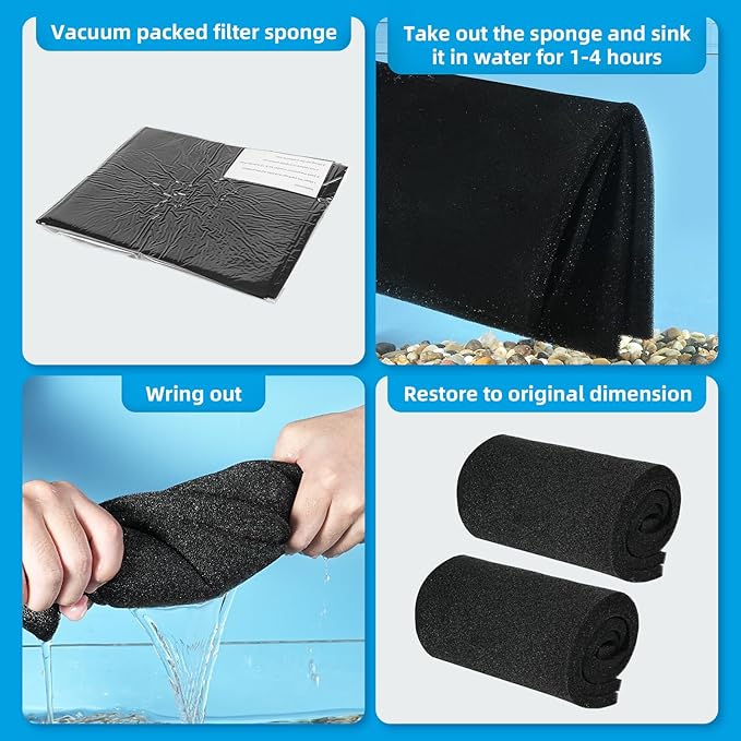 AQUANEAT 2 Pack Aquarium Bio Sponge Filter Media Pad Cut-to-Size Open Cell Foam Sheet for Fish Tank Sump (28" x 11" x 0.5")