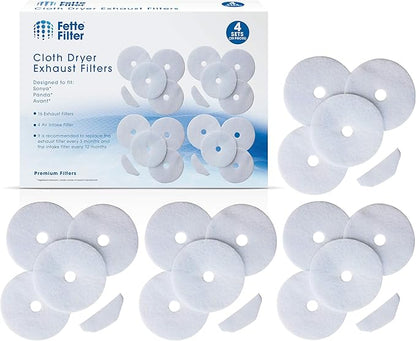 Fette Filter -Premium Material Dryer Exhaust Filters Compatible with Sonya, Panda, Avant, Magic Chef Dryers 16 Exhaust Filters & 4 Air Intake Filters