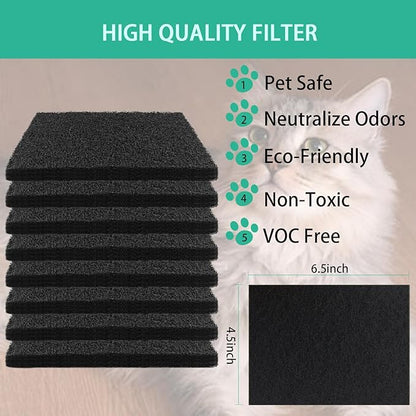Lubise 8 Pcs 0.5in Charcoal Filters Compatible with Van Ness Cat Litter Box, 4.5 x 6.5Inch Replacement Activated Carbon Premium Odor Filters for Pureness F6 Zeloite Air Filter, Black
