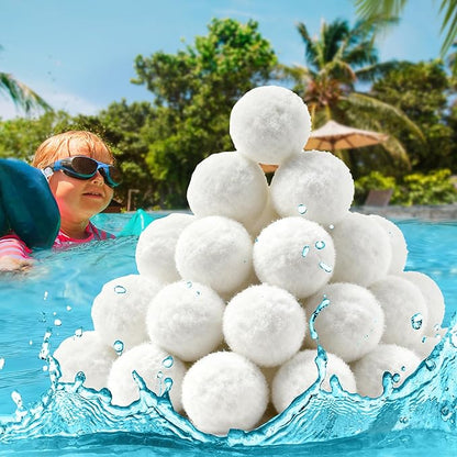 Pool Filter Balls - 3.1 lbs Reusable Filter Balls for Sand Filter, Replaces 100 lbs Pool Filter Sand, High Filtering Accuracy Cotton Balls for Pool Filter, 2 Inch Sand Filter Balls