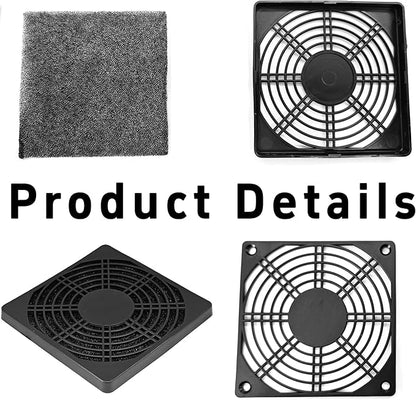 4Pcs 120mm Cooling Fan Filter, Plastic Dustproof Mesh Cover for PC Computer Case, Effective Dust Protection, Easy Installation, Reusable Filter Grill Black