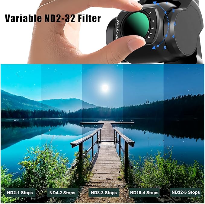 GREEN.L 3 Pack Magnetic Filter Kit for DJI Osmo Pocket 3: Variable ND Filter (ND2-ND32)+CPL+Black Diffusion 1/4, HD Multi-Coated Optical Glass for Cinematic Video