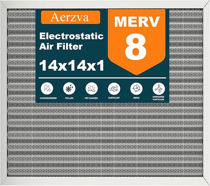 14x14x1 Reusable Air Filter, Washable, MERV 8, Permanent Electrostatic Air Filter, Lasts a Lifetime, Breathe Safely at Home or in the Office (Actual Size:13.5x13.5x0.82 Inch)