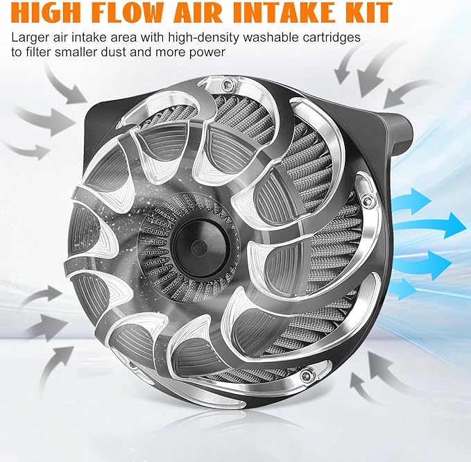 High Flow Air Cleaner Intake Filter System Kit Air Filters Cover Drift Style for Harley Touring 2008-2016 Softail '16-'17 FLSTNSE '14-'15 FLSTSE 2011-2012 FXSBSE 2013-2014 Dyna FXDLS 2017