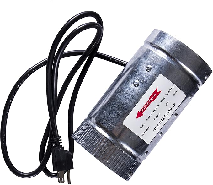 Hydro Crunch 4 inch 100 CFM Booster Fan & 4" x 12" Carbon Filter with 4" x 25ft. Ducting Hydroponic Ventilation Kit