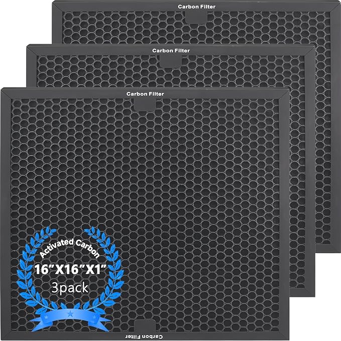 Air Scrubber Active Carbon Filters Compatible with Mounto, BlueDri, VEVOR and Dri-Eaz Air Purifier, Compatible with Part HEPA500 & BD-AS-550 & F301H, 16'' x 16'' x 1'' inches（3 Pack）