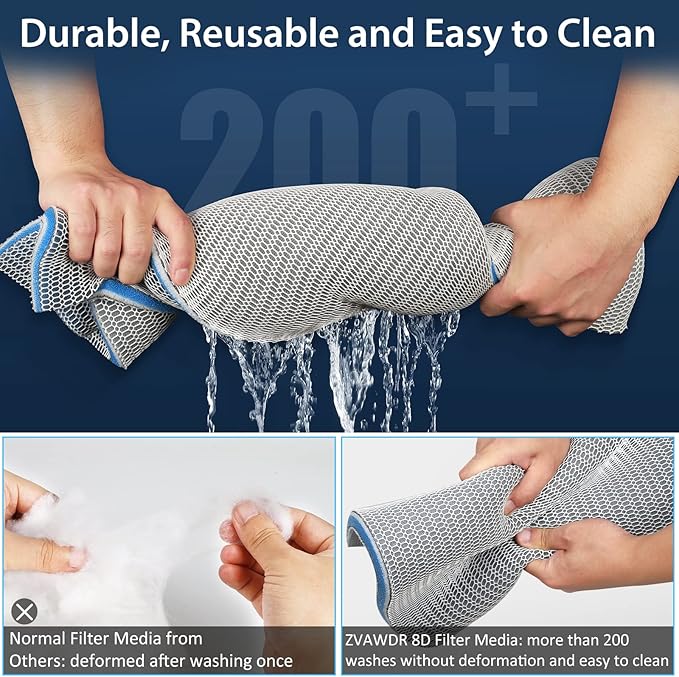 Aquarium Filter Media, Upgraded 8-Layer Filter Sponge Pad for Fish Tank and Pond, Super Filtering Effect, Cut to Fit, Reusable and Washable Aquarium Filter Floss (11.8”x31.5”)