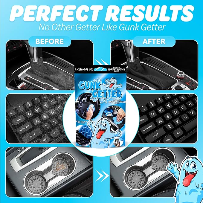 Cleaning Gel for Those Hard to Reach Places, Automotive Cup Holder Electronic Keyboard Office, Slime Gel Cleaner Dust Crumb Removal (Resealable Pouch, Blue, 3oz) 12 Pack