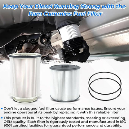 6.7L Cummins Fuel Filter Water Separator set for 2019 2020 2021 2022 2023 2024 Ram Turbo Diesel Engines 68157291AA and 68436631AA