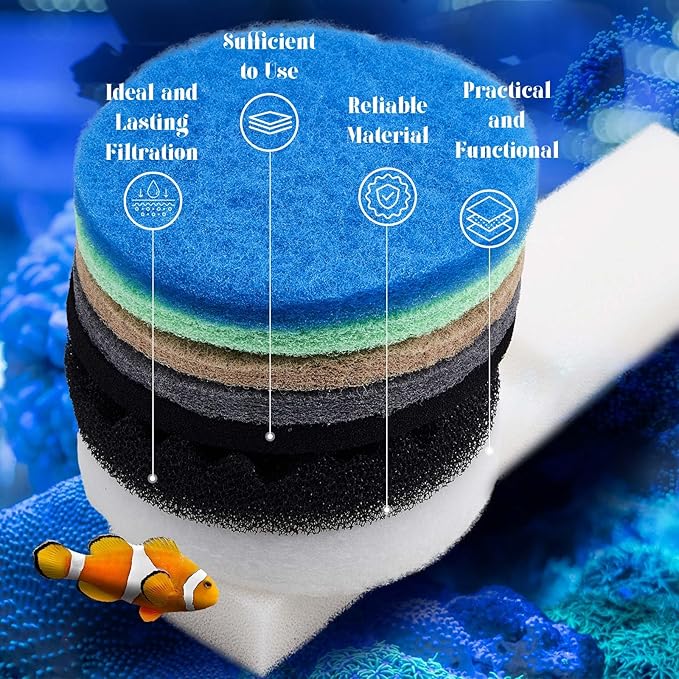 31 Pcs Compatible with Fluval Fx4/Fx5/Fx6 Replacement Filter Media, 3 Foam Block, 3 Carbon and 3 Water Polishing Pad, 2 Bio-sponge 3 Filter Pads, 3 Carbon, 9 Nitrite/Phosphate/Ammonia Remover