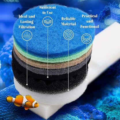 62 Pcs Compatible with Fluval Fx4/fx5/fx6 Replacement Filter Media, 6 Foam Block, 6 Carbon and 6 Water Polishing Pad, 4 Bio-sponge 6 Filter Pad, 6 Carbon, 18 Nitrite/phosphate/ammonia Remover
