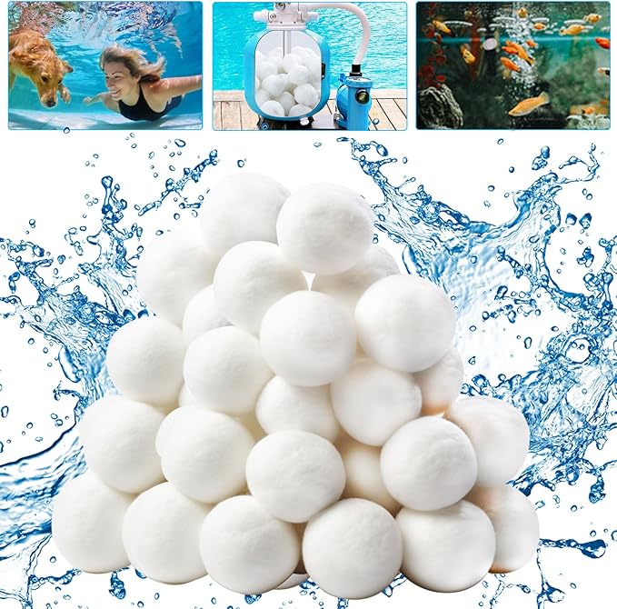 3.1 Lbs Pool Filter Balls Eco-Friendly Fiber Filter Media for Swimming Pool Aquarium Fish Tanks Filters Alternative to Sand(Equivalent to 110 Lbs Pool Filter Sand)