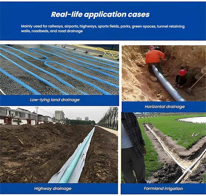 French Drain Pipe，Flexible Underground Drainage Tube,Soft Infiltration Pipe,\U200b DIY Construction Site(5cm/2in 23ft)