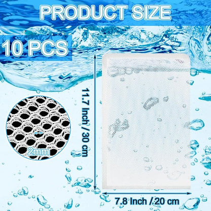 Abbylike 10pcs Large Filter Media Bags with Plastic Zipper 11.7" x 7.8" Reusable Fish Tank Filter Bags - Aquarium Mesh for Activated Carbon, Bio Balls, Ceramic Rings