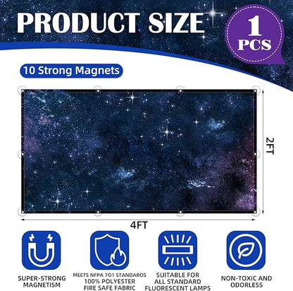 Fluorescent Light Covers - Classroom Covers for Ceiling Lights, 1 PCS 4 x 2 Feet Magnetic Light Filters, Classroom, Office Decor (Starry Sky)