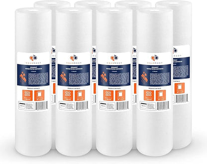 Aquaboon 1 Micron 20 x 4.5 Sediment Water Filter Replacement Cartridge | Whole House Sediment Filtration | Compatible with AP810-2, SDC-45-2005, FPMB5-20, P5-20, FP25B, 155358-43, 8 Pack