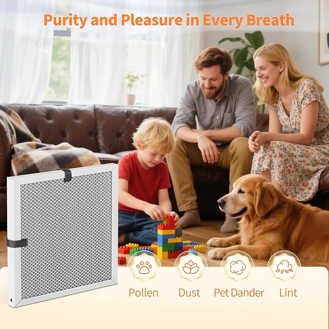 2-Pack 16x16x1 MERV 8 Reusable & Washable Electrostatic Air Filters - Long-Lasting Filter for HVAC, Furnace & Air Conditioner Units, Actual Size: 15-5/8” x 15-5/8” x 7/8”