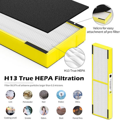 4 pack FLT4825 HEPA Replacement Filter B ＆ LB4000 Bulb for Guardian AC4825, AC4300, AC4850, AC4800, AC4820, AC4900 Air Cleaner Purifier, 4 HEPA Filters +12 Carbon filters+ 2 lb4000 uv bulb