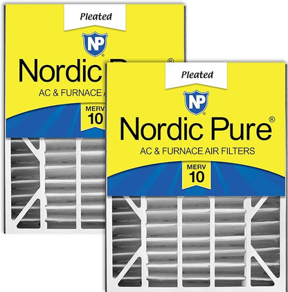 Nordic Pure 20x25x5 (Actual Size: 19 3/4 x 24 1/4 x 4 7/8) Air Bear AC Filter Replacement MERV 10 Pleated + Carbon 2 Pack