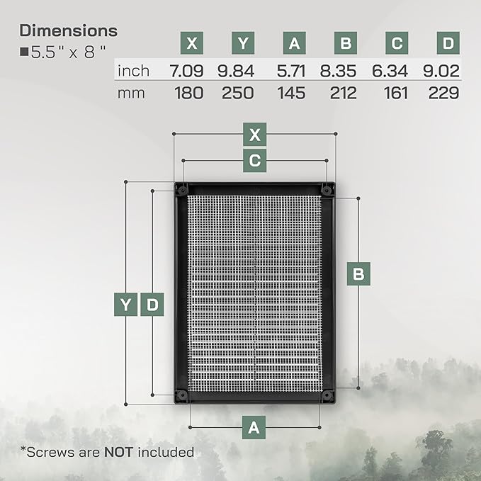 Vent Systems 5.5" x 8" Inch (Opening Dimensions) - Pack of 2 - Plastic Black Soffit Vent Cover - Flat Rectangular Air Vent Grille - Air Vent Deflector - HVAC 7" x 10" Inch (Overall Dimensions)