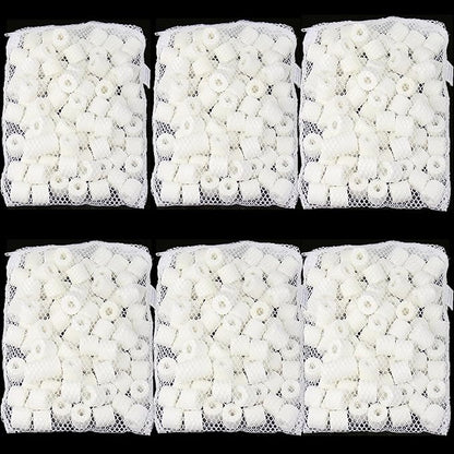 AQUANEAT Bio Ceramic Rings 6 lbs Aquarium Sump Filter Media Fish Tank Koi Pond Canister Filter Media in 6 Free Mesh Bags