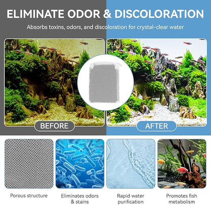 A1384 Activated Carbon Inserts for AquaClear 50 Filter, Aquariu Filter Replacement Media for Fluval up to 30-50 Gallons Aquariums, Fish Tank Activated Charcoal for Remove Odors, 6 Pack(80g/Bag)